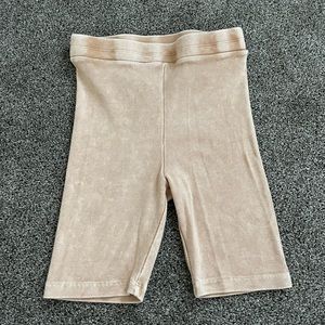 Luca & Grae Tan Ribbed Biker Shorts